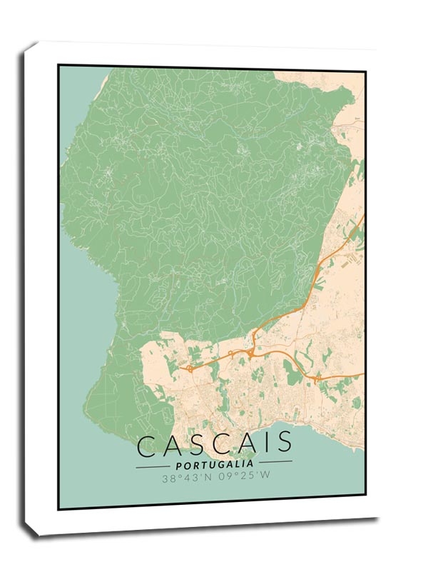 Image of Cascais mapa kolorowa - obraz na płótnie Wymiar do wyboru: 50x70 cm