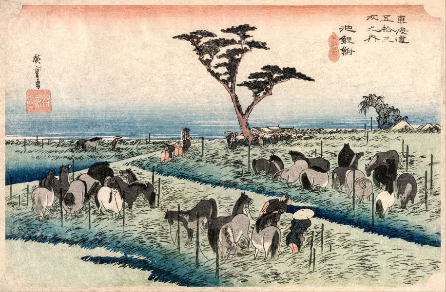 Image of The Fifty-Three Stations of the Tokaido Chiryu, Hiroshige - plakat Wymiar do wyboru: 84,1x59,4 cm