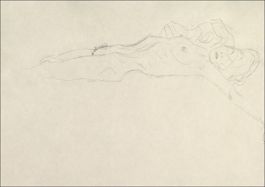 Image of Reclining Nude with Outstretched Left Arm, Gustav Klimt - plakat Wymiar do wyboru: 30x20 cm