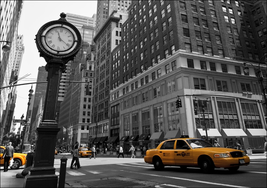 Image of Zegar na Avenue, New York BW - plakat Wymiar do wyboru: 84,1x59,4 cm