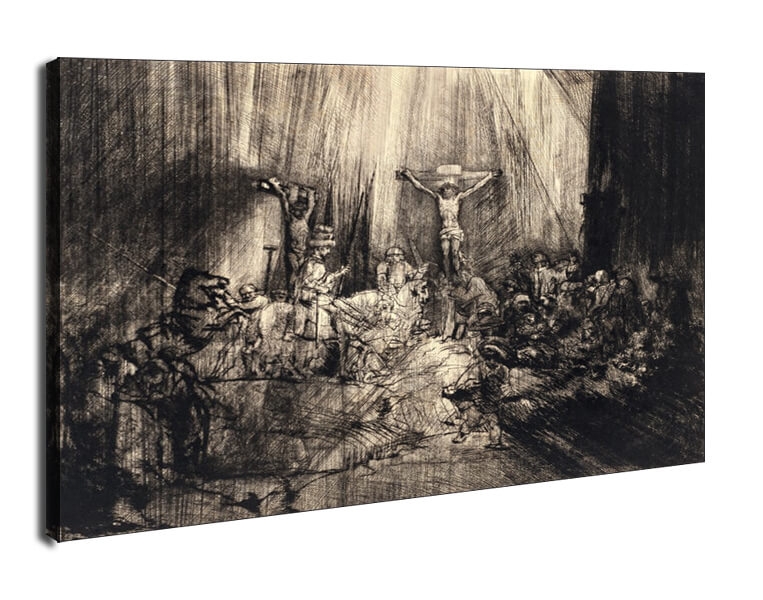 Image of Christ Crucified Between the Two Thieves The Three Crosses, Rembrandt - obraz na płótnie Wymiar do wyboru: 30x20 cm