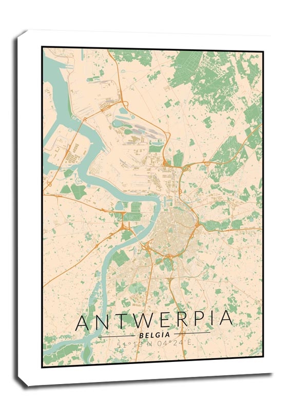Image of Antwerpia mapa kolorowa - obraz na płótnie Wymiar do wyboru: 60x80 cm
