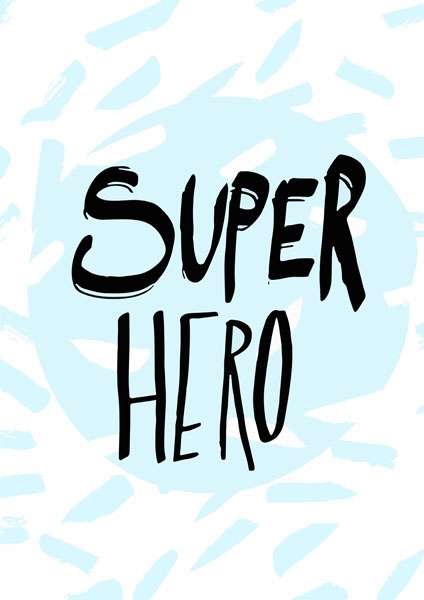 Image of Super bohater na niebieskim tle - plakat Wymiar do wyboru: 70x100 cm
