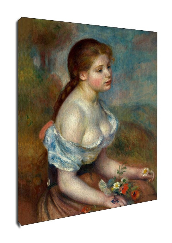 Image of A Young Girl with Daisies, Auguste Renoir - obraz na płótnie Wymiar do wyboru: 60x90 cm