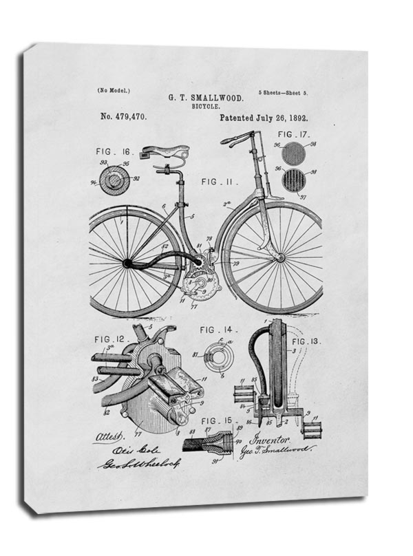 Patent Mechanizm Rowerowy Projekt z 1892 - obraz na płótnie Wymiar do wyboru: 61x91,5 cm