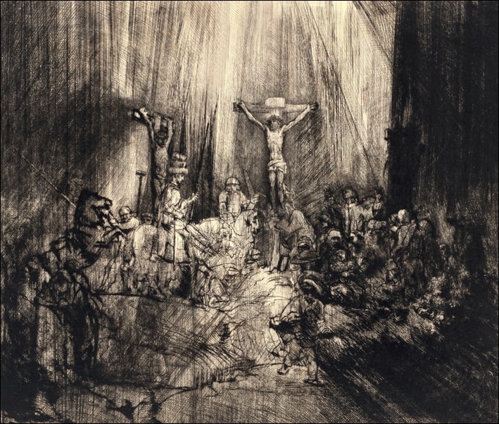 Image of Christ Crucified Between the Two Thieves The Three Crosses, Rembrandt - plakat Wymiar do wyboru: 91,5x61 cm