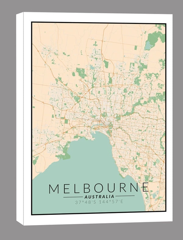 Image of Melbourne mapa kolorowa - obraz na płótnie Wymiar do wyboru: 90x120 cm