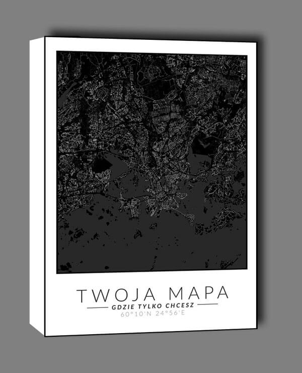 Image of Mapa Twojego miasta czarna - obraz na płótnie Wymiar do wyboru: 60x90 cm