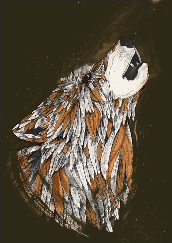 Image of Feathered Wolf - plakat Wymiar do wyboru: 30x40 cm