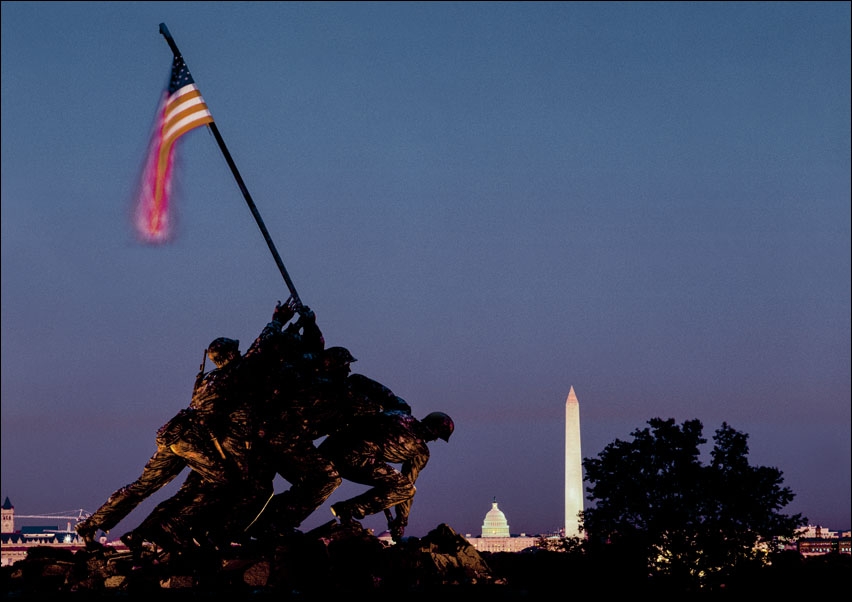 Image of Iwo Jima Memorial at Dusk., Carol Highsmith - plakat Wymiar do wyboru: 29,7x21 cm