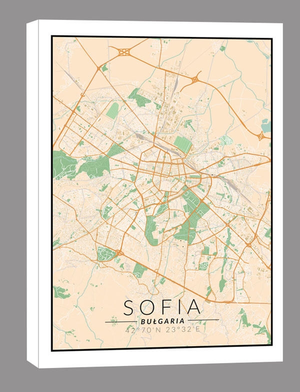 Image of Sofia, Bułgaria mapa kolorowa - obraz na płótnie Wymiar do wyboru: 30x40 cm