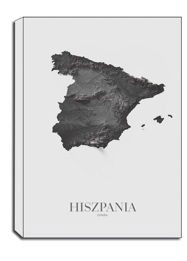 Image of Hiszpania, mapa grafitowa - obraz na płótnie Wymiar do wyboru: 50x70 cm
