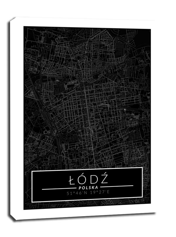 Image of Łódź mapa dark - obraz na płótnie Wymiar do wyboru: 50x70 cm