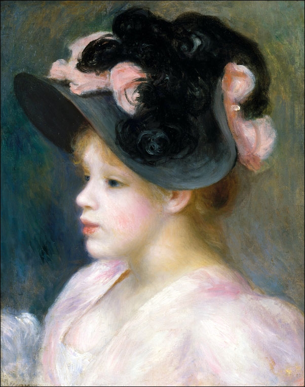 Image of Young Girl in a Pink and Black Hat, Auguste Renoir - plakat Wymiar do wyboru: 20x30 cm