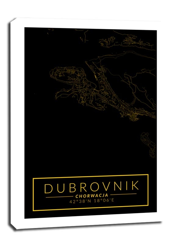 Image of Dubrovnik mapa złota - obraz na płótnie Wymiar do wyboru: 30x40 cm