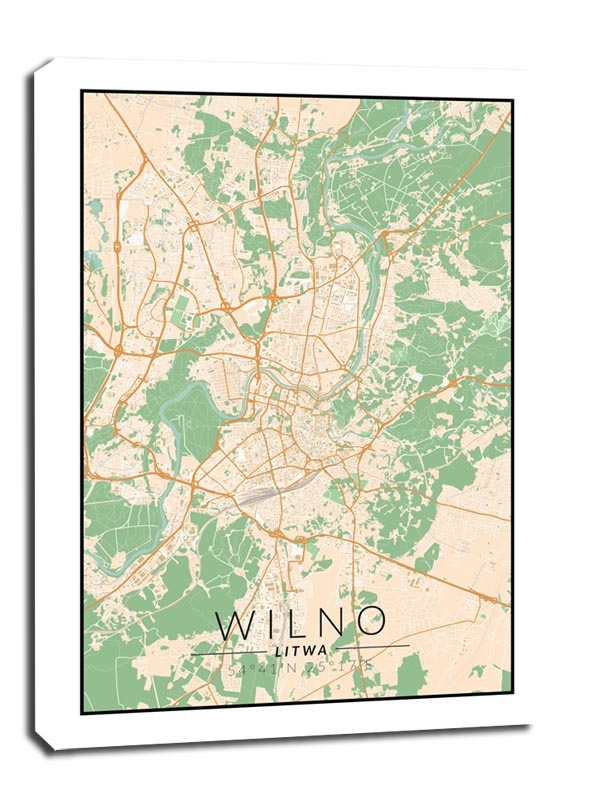 Image of Wilno mapa kolorowa - obraz na płótnie Wymiar do wyboru: 30x40 cm