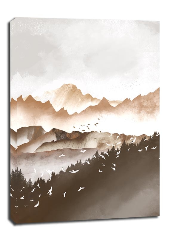 Image of Wzgórza, leśne ptaki - obraz na płótnie Wymiar do wyboru: 50x70 cm