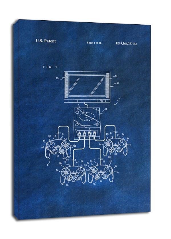 Image of Patent, Konsola Gamecube Niebieski - obraz na płótnie Wymiar do wyboru: 20x30 cm