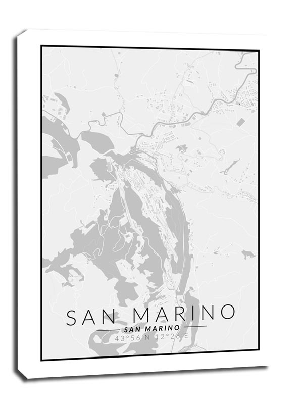 Image of san marino mapa czarno biała - obraz na płótnie wymiar do wyboru: 20x30 cm