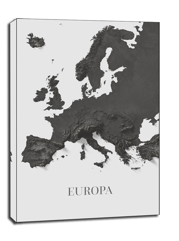 Image of Europa mapa czarno biała - obraz na płótnie Wymiar do wyboru: 30x40 cm