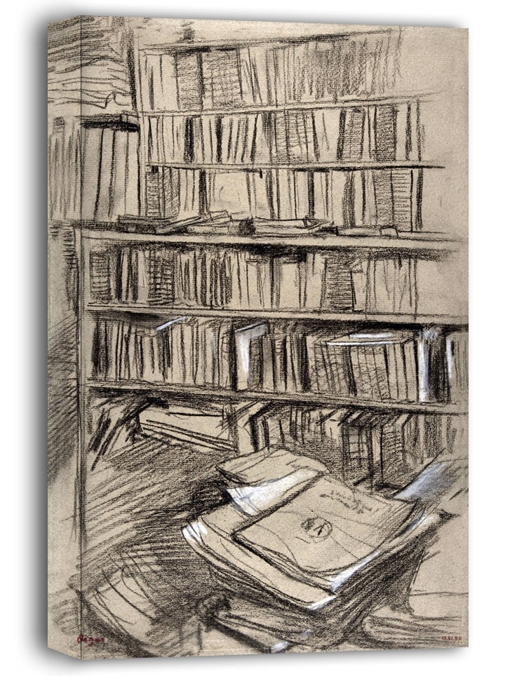 Image of Bookshelves, Study for Edmond Duranty, Edgar Degas - obraz na płótnie Wymiar do wyboru: 30x40 cm