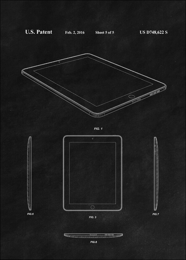 Image of Patent, Ipad 2016 Czarny - plakat Wymiar do wyboru: 60x80 cm