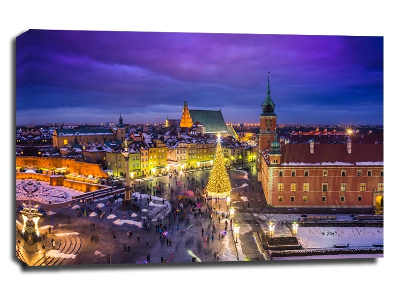 Image of Warszawa Plac Zamkowy zimą - obraz na płótnie Wymiar do wyboru: 120x90 cm