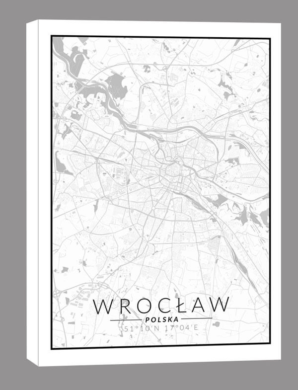 Image of Wrocław mapa czarno biała - obraz na płótnie Wymiar do wyboru: 70x100 cm