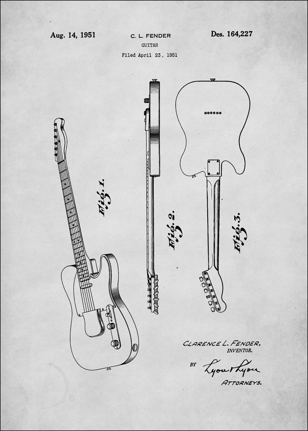 Image of Fender Bialy 1951 - plakat Wymiar do wyboru: 20x30 cm