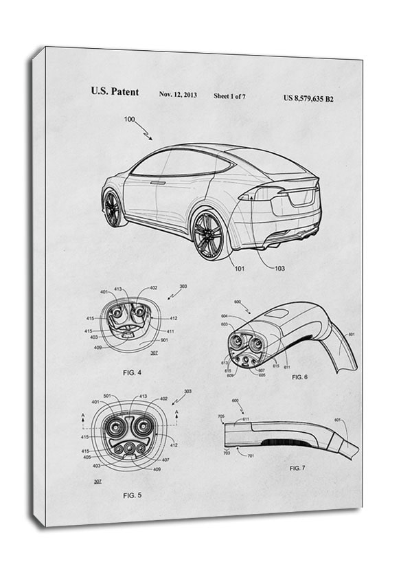 Image of Patent, Pojazd Elektryczny 2013 Bialy - obraz na płótnie Wymiar do wyboru: 20x30 cm
