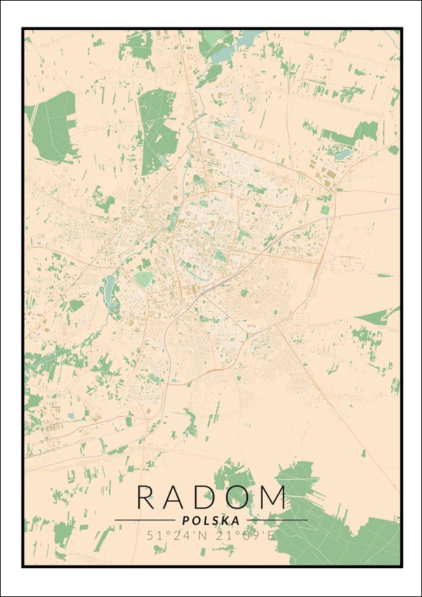 Image of Radom mapa kolorowa - plakat Wymiar do wyboru: 40x50 cm