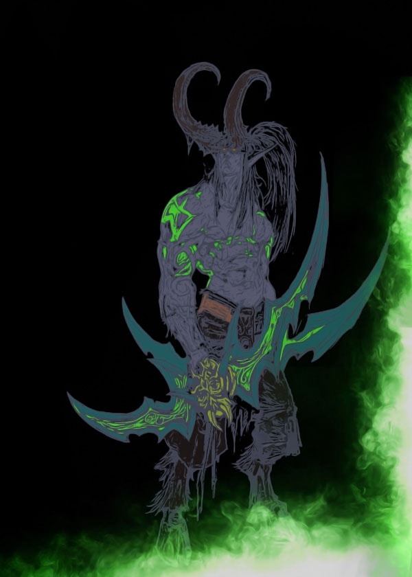 Image of BlizzardVerse Stencils - Illidan, the Betrayer, Warcraft - plakat Wymiar do wyboru: 50x70 cm