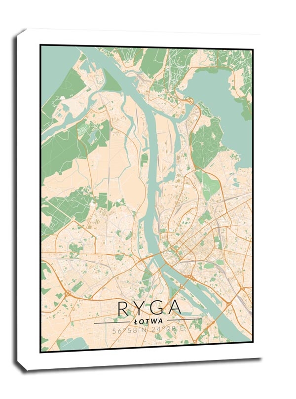 Image of Ryga mapa kolorowa - obraz na płótnie Wymiar do wyboru: 30x40 cm