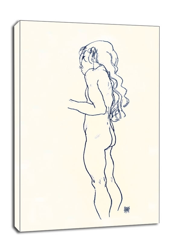 Image of Standing Nude Girl, Facing Left, Egon Schiele - obraz na płótnie Wymiar do wyboru: 40x50 cm