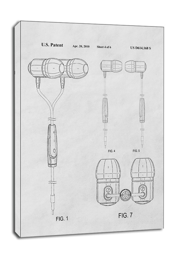Image of Patent, Sluchawki 2010 Biale - obraz na płótnie Wymiar do wyboru: 61x91,5 cm