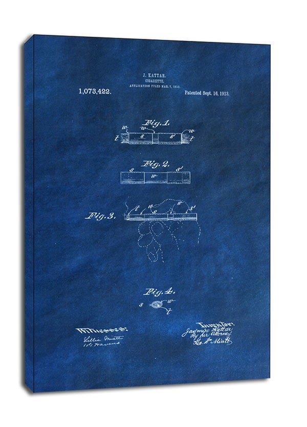Image of Patent, Papieros Projekt z 1913 Niebieski - obraz na płótnie Wymiar do wyboru: 40x50 cm