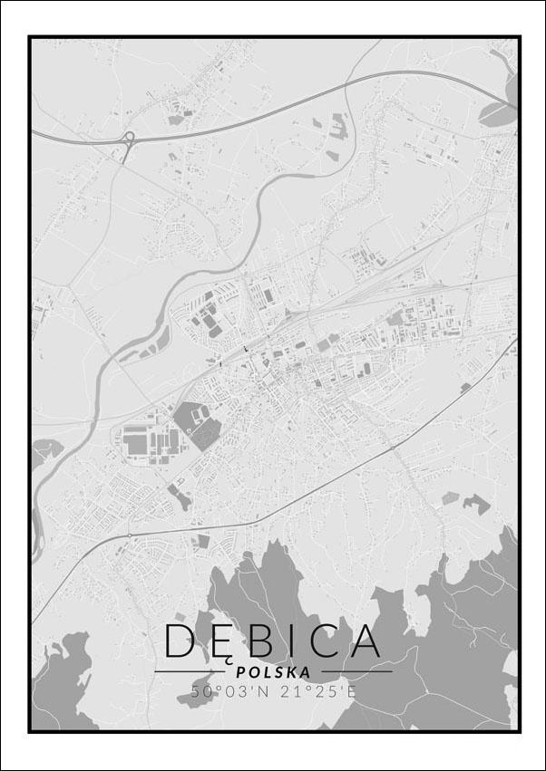 Image of Dębica mapa czarno biała - plakat Wymiar do wyboru: 60x80 cm