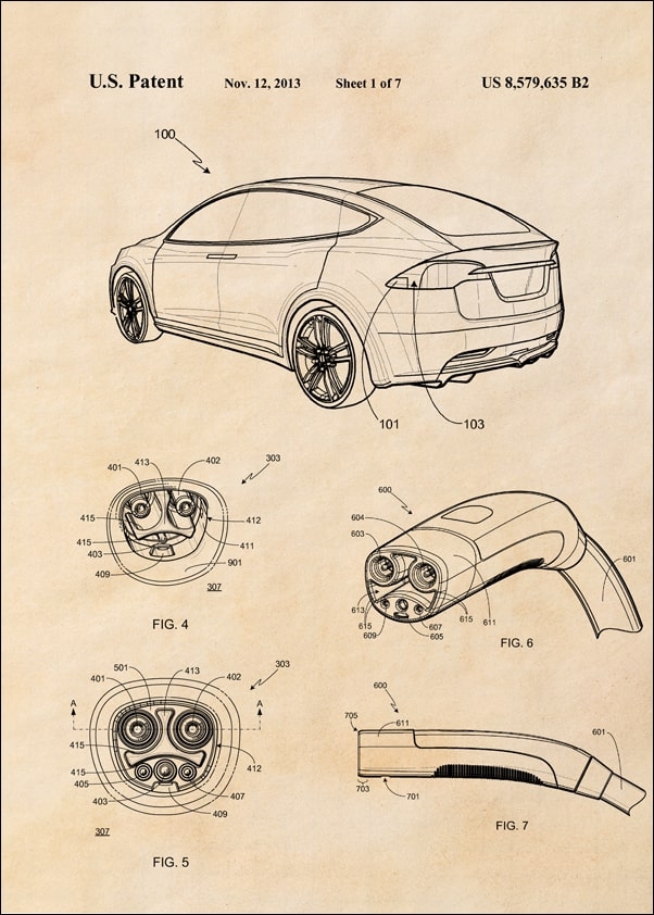 Image of Patent, Pojazd Elektryczny 2013 sepia - plakat Wymiar do wyboru: 40x60 cm