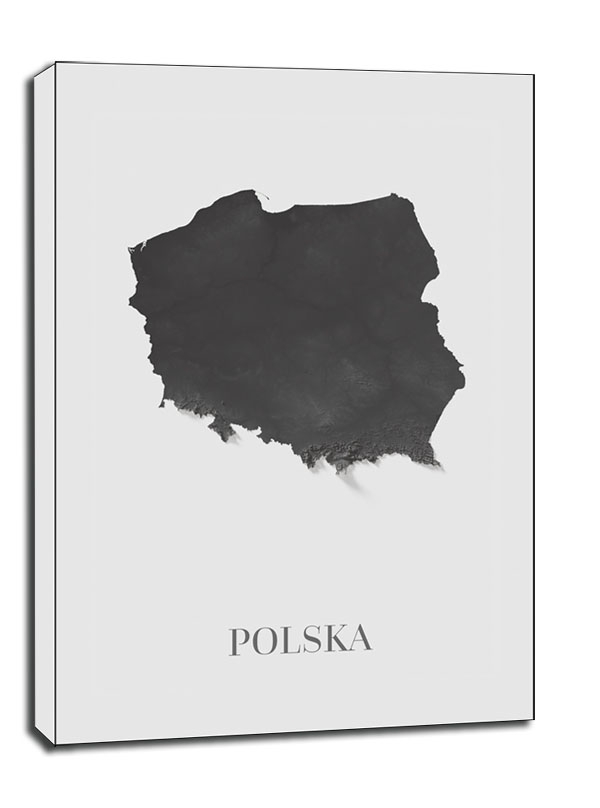 Image of Polska mapa czarno biała - obraz na płótnie Wymiar do wyboru: 70x100 cm