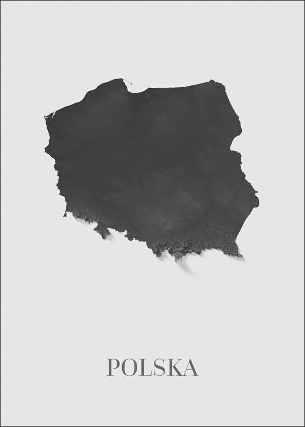 Image of Polska mapa czarno biała - plakat Wymiar do wyboru: 20x30 cm