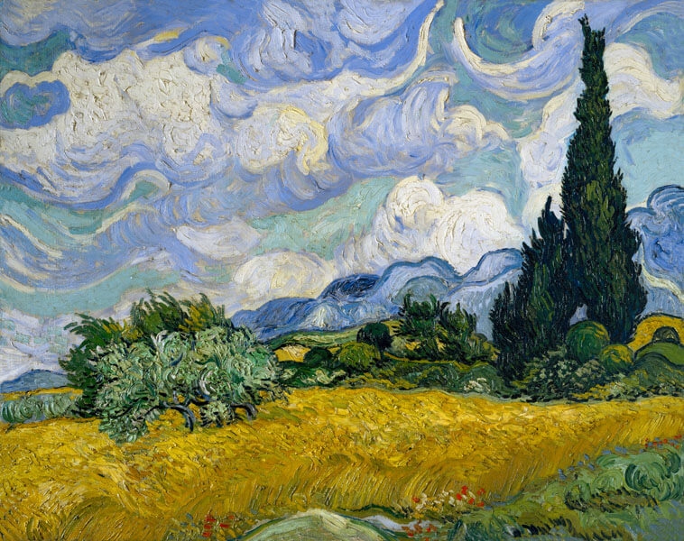 Image of Pole pszenicy z cyprysami, Vincent van Gogh - plakat Wymiar do wyboru: 100x70 cm
