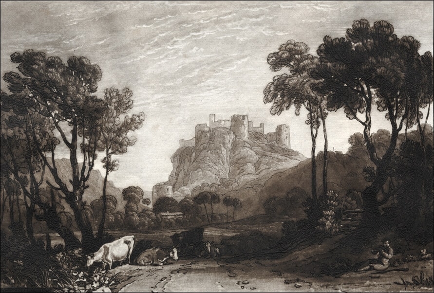 Image of Liber Studiorum The Castle above the Meadows, William Turner - plakat Wymiar do wyboru: 100x70 cm