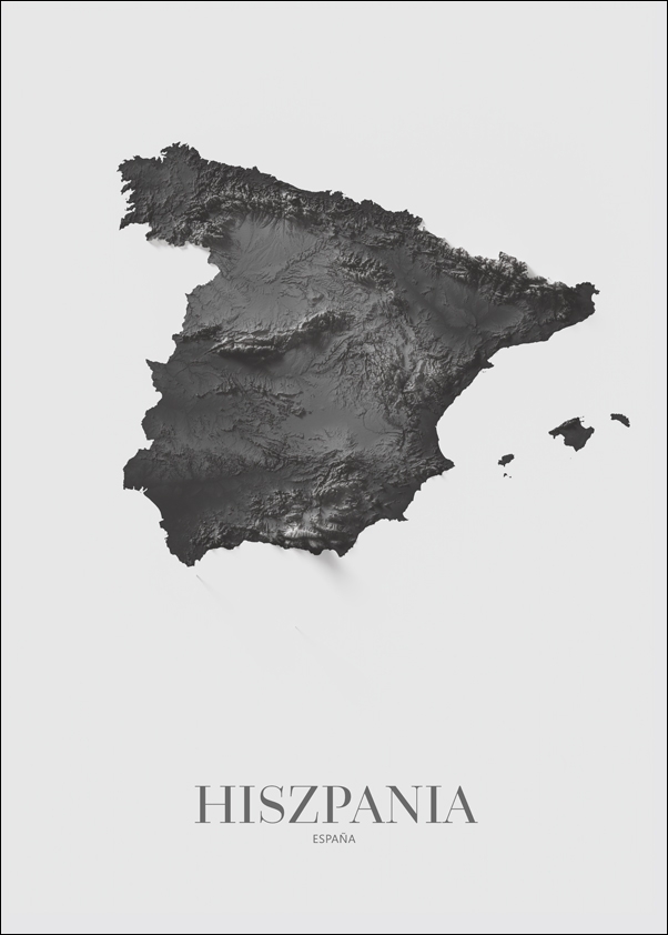 Image of Hiszpania, mapa grafitowa - plakat Wymiar do wyboru: 50x70 cm