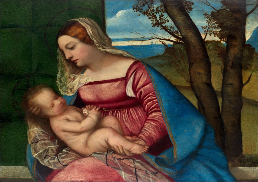 Image of Madonna and Child, Tycjan - plakat Wymiar do wyboru: 29,7x21 cm