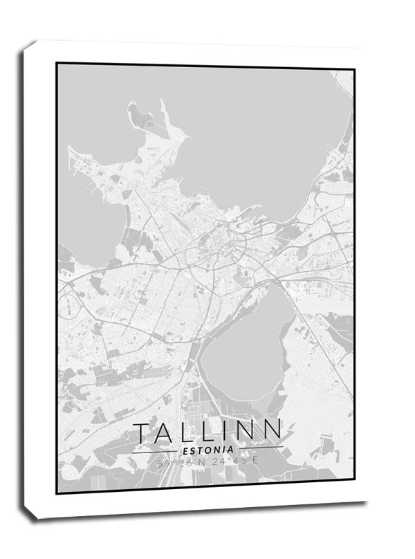 Image of Tallin mapa czarno biała - obraz na płótnie Wymiar do wyboru: 60x80 cm