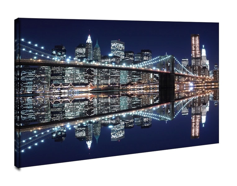 Image of New York Brooklyn Bridge night - obraz na płótnie Wymiar do wyboru: 30x20 cm