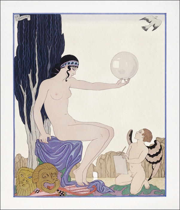 Image of Seated woman and cherub, George Barbier - plakat Wymiar do wyboru: 59,4x84,1 cm