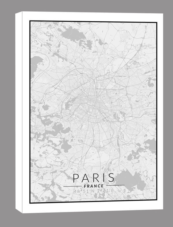 Image of Paris mapa czarno biała - obraz na płótnie Wymiar do wyboru: 70x100 cm