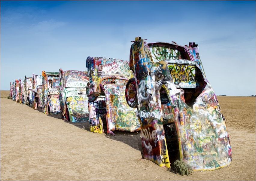 Image of Cadillac Ant Farm cars in Amarillo, Texas., Carol Highsmith - plakat Wymiar do wyboru: 29,7x21 cm