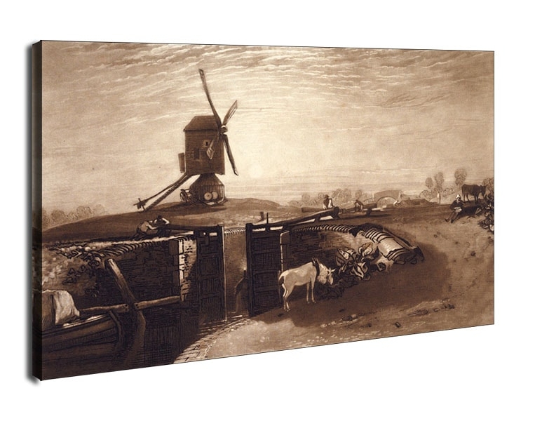 Image of Windmill and Lock (Liber Studiorum, part VI, plate 27), William Turner - obraz na płótnie Wymiar do wyboru: 60x40 cm